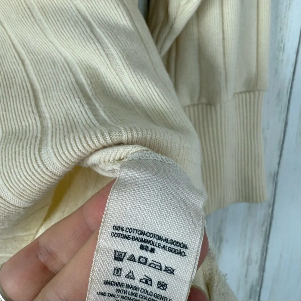 We The Free Free People Cream Knit Top with Lace-Up Front